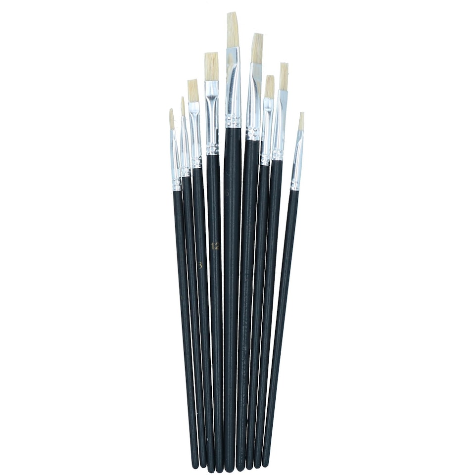 image 1 of 9pc Flat Artist Paint Brush / Model Making / Pictures / Washable TE730