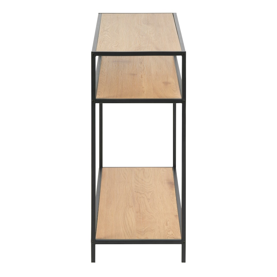 image 1 of Seaford Console Table, 2 Shelves in Black and Oak