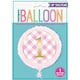 image 2 of Pink Gingham 1st Birthday Round Foil Balloon 18"