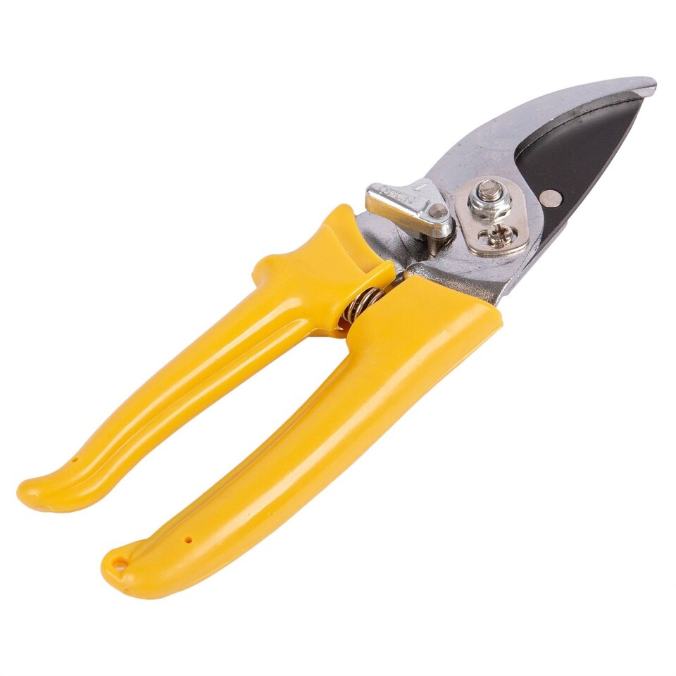 Green Blade Bypass Carbon Steel Secateurs - Yellow