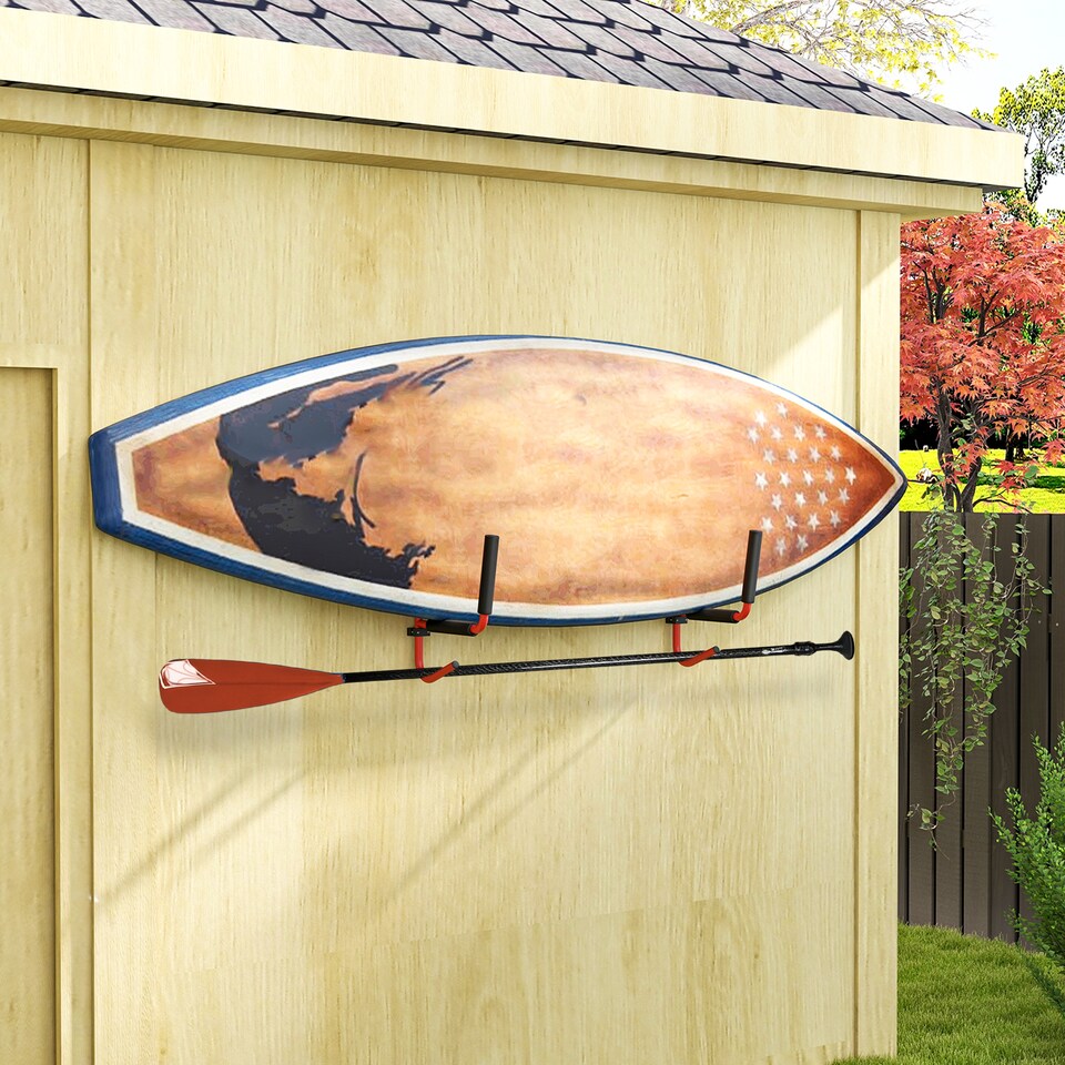 image 1 of HOMCOM Kayak Wall Mount Rack Heavy Duty Storing Storage Hangers Canoe W/ Fixings