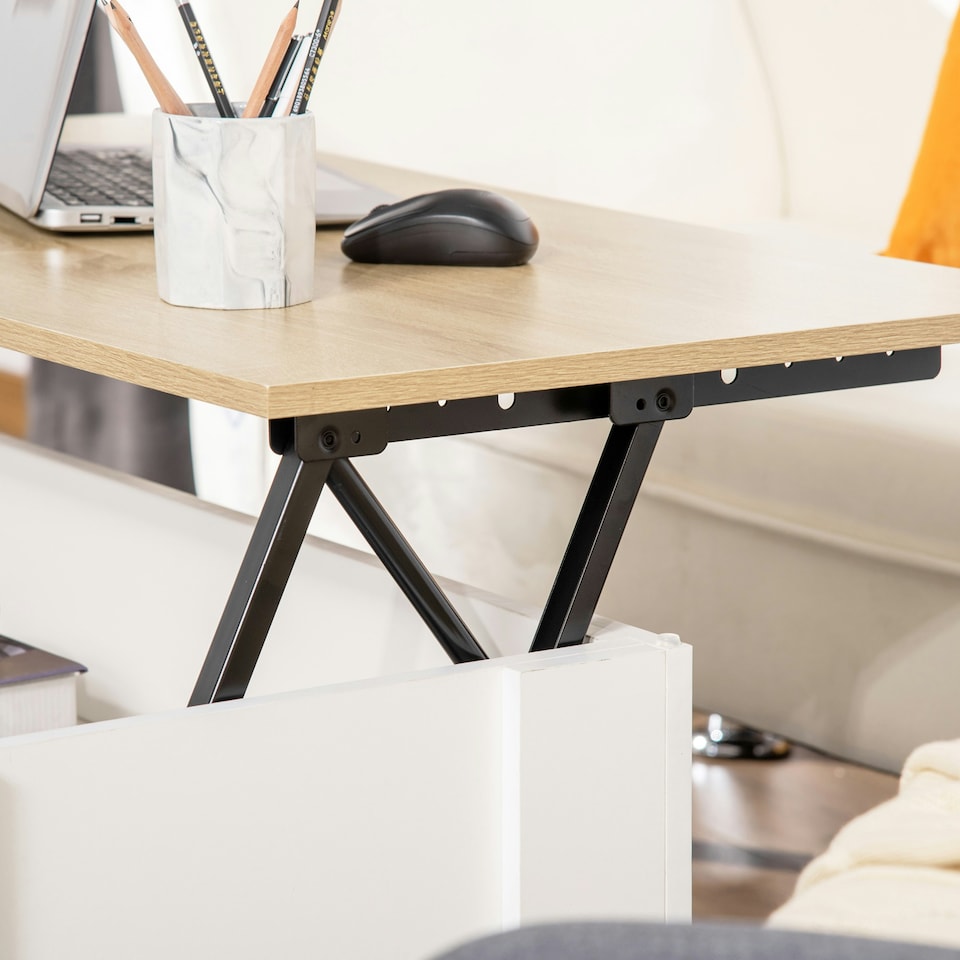 image 1 of HOMCOM Lift Top Coffee Table w/Storage Compartment, Living Room Center Table White