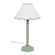 image 1 of ValueLights Bobbles Sage Green Table Lamp Blue Trim Scallop Shade & Bulb | Blue