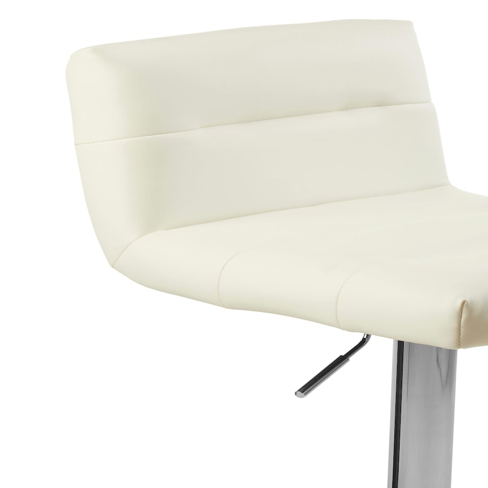 image 1 of Interiors By Premier Sleek White Seat Bar Stool With Chrome Base, Comfortable Bar Chair, Adjustable Height Modern Bar Stool