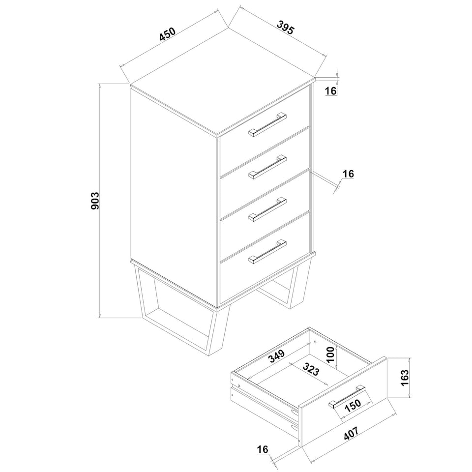 image 1 of Texas 4 Drawer Narrow Chest of Drawers - Industrial Style Pine Bedroom Storage Cabinet with Metal Legs | Brown | Brown | 1