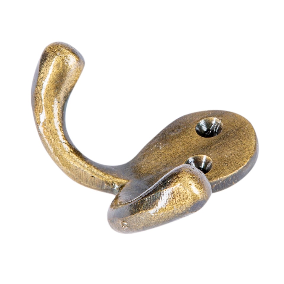 image 1 of Hammer & Tongs Double Coat Hook - W70mm x H50mm - Brass