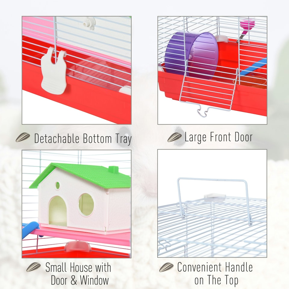 image 1 of PawHut Hamster Cage Pet Animal Travel Cage Box Double Layers w/ Accessories