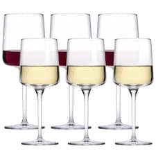 Wine Glasses Clear Glass Goblets Stemware Barware | Clear | 6x 340ml