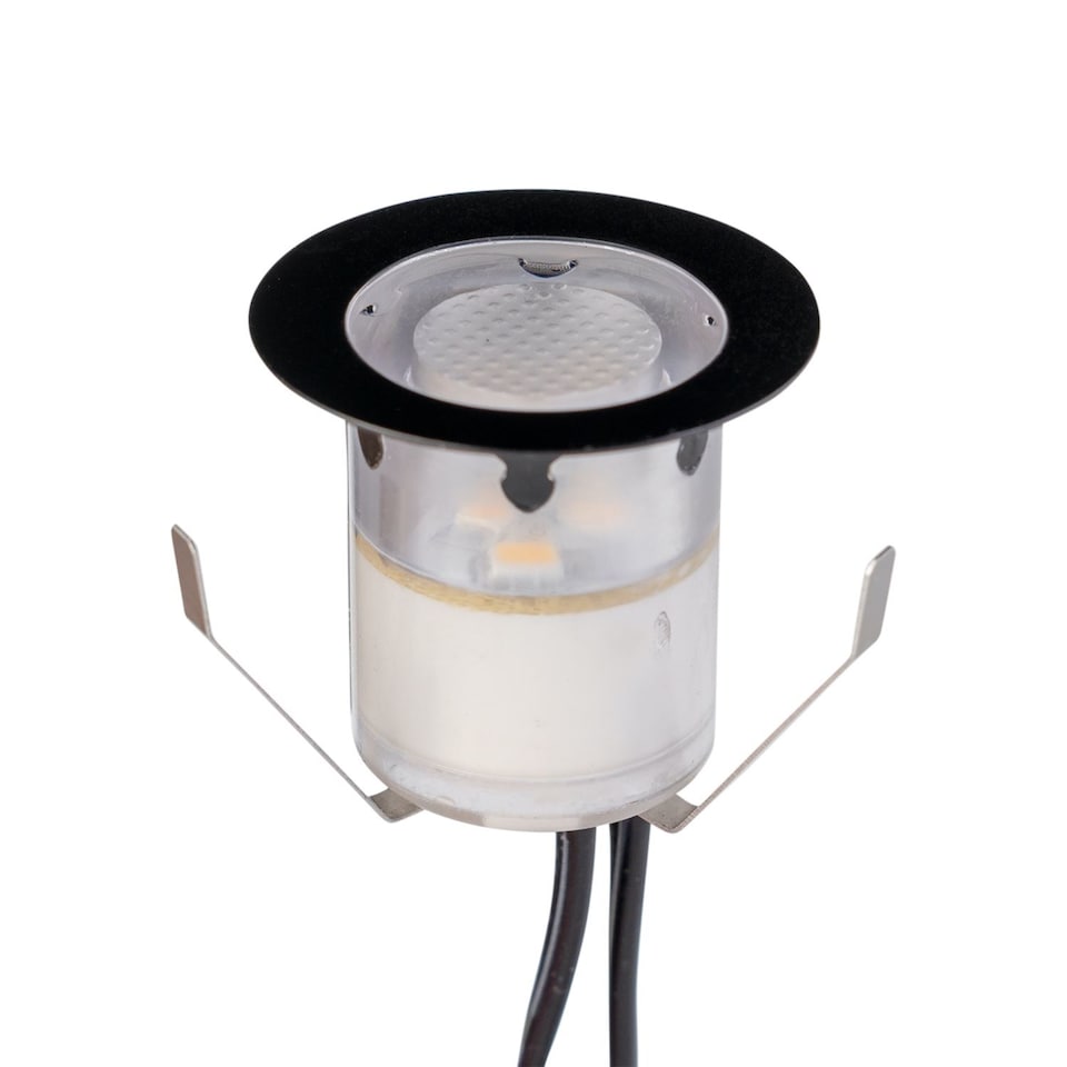 image 1 of Set of 10 - 30mm Black IP67 Cool White LED Decking Kit | Black | Clear | 10