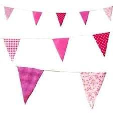 Shabby Chic Vintage Pink Print Party Bunting 10m with 20 Pennants