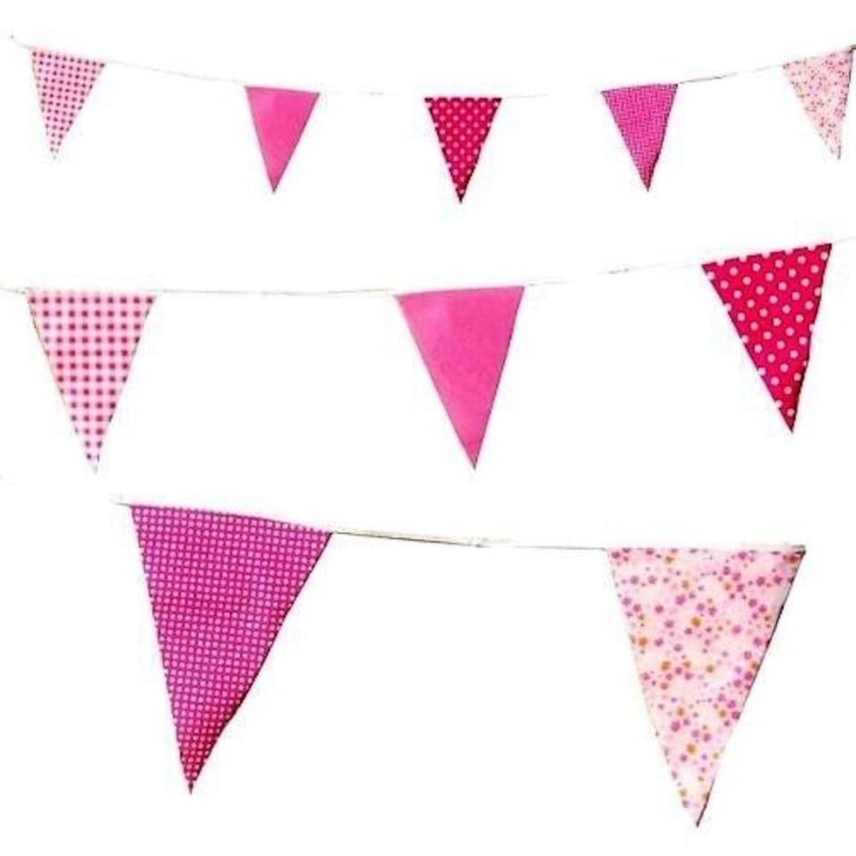 Shabby Chic Vintage Pink Print Party Bunting 10m with 20 Pennants