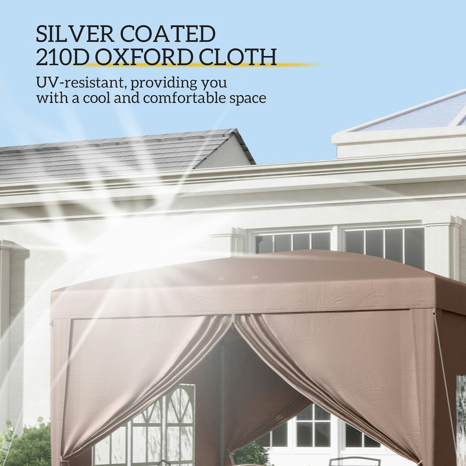 image 1 of Outsunny 3x3 m Pop Up Gazebo Party Tent Canopy Marquee with Storage Bag Coffee