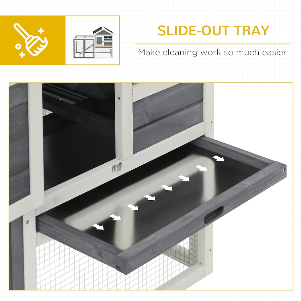image 1 of PawHut Rabbit Hutch, Bunny Cage Outdoor Wooden House w/Tray & Ramp, Grey