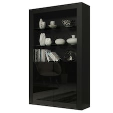 Modern Display Cabinet with Glass Shelves | Black