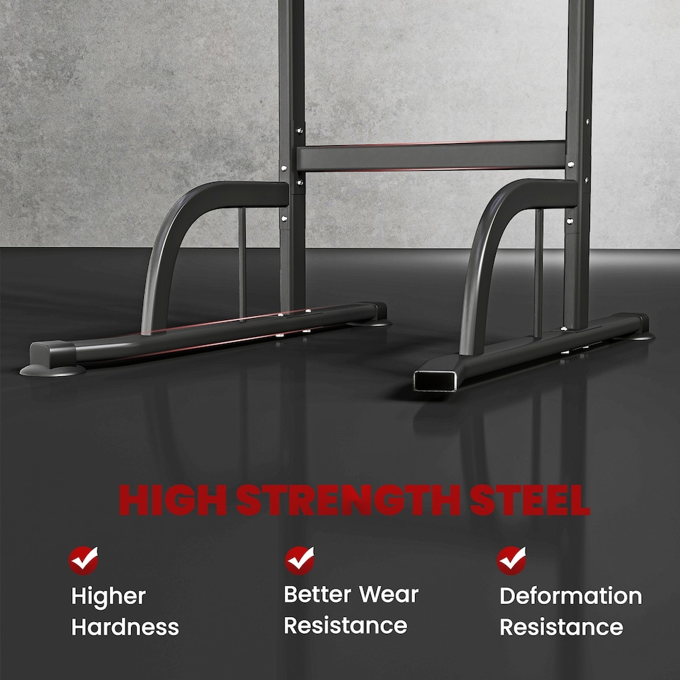 image 1 of HOMCOM Power Tower Multi-Function Pull Up Station w/ Adjustable Height for Gym