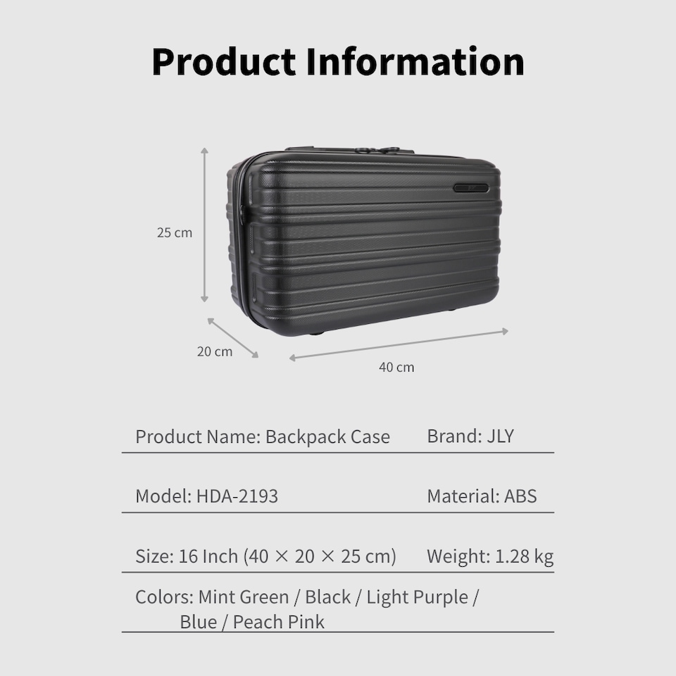 image 1 of ABS Cabin Carry Bag with Strap – Lightweight Underseat Luggage | Black | Black | Cabin Bag