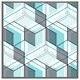 image 4 of Blue geometric hexagons (Picutre Frame) Brown | Oak | S