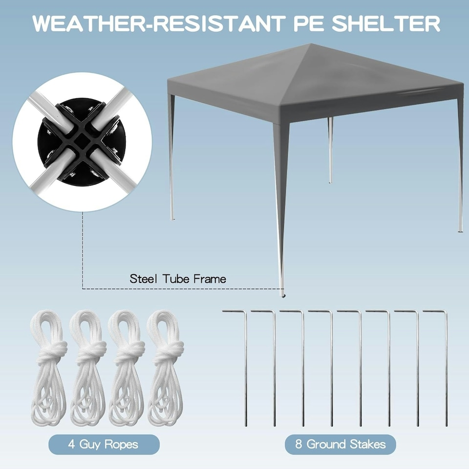 image 1 of Alivio 3 x 3m Patio Pop Up Gazebo, Outdoor Party Wedding Tent Canopy (Grey)