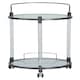 image 1 of Interiors by Premier Round Drinks Trolley, Two‑Tier Glass Shelves with Acrylic Supports, Mid‑Century Stainless Steel Bar Cart Black