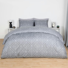 OHS Isaac Geometric Reversible Print Duvet Cover and Pillowcase Bedding Set, Single - Grey