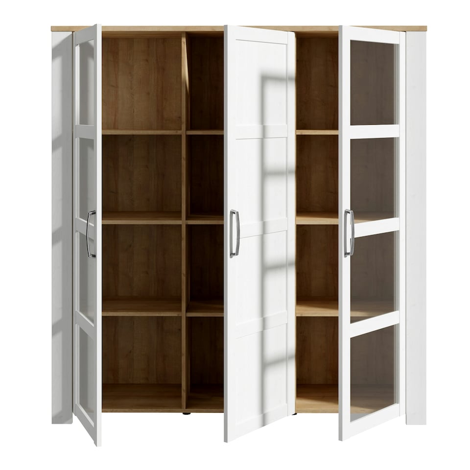 image 1 of Bohol Large Display Cabinet inc. 4x LED Lights in Riviera Oak/White
