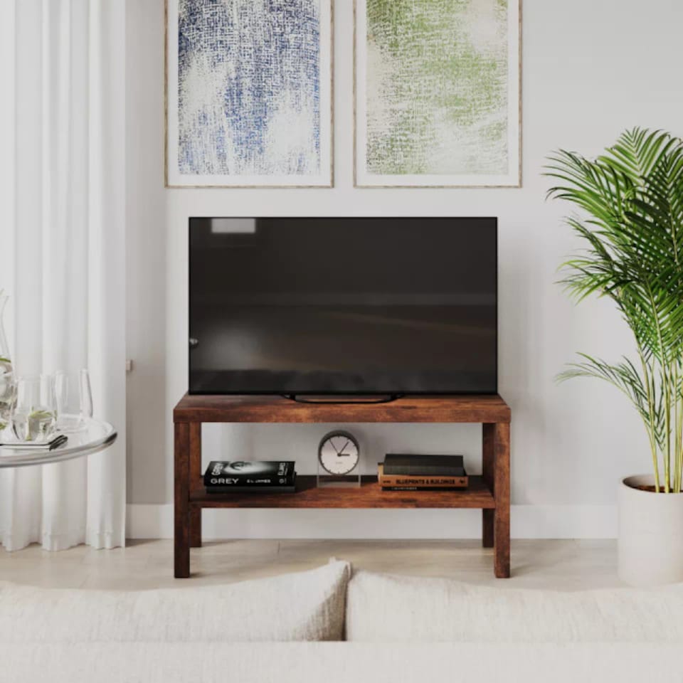 image 1 of URBNLIVING 2 Tier TV Bench Entertainment Media Stand 90cm | Multi | Rustic Brown | 1