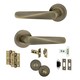 image 1 of AXS Detroit Door Handles on Rose - Door Pack - Bathroom Door - Antique Brass