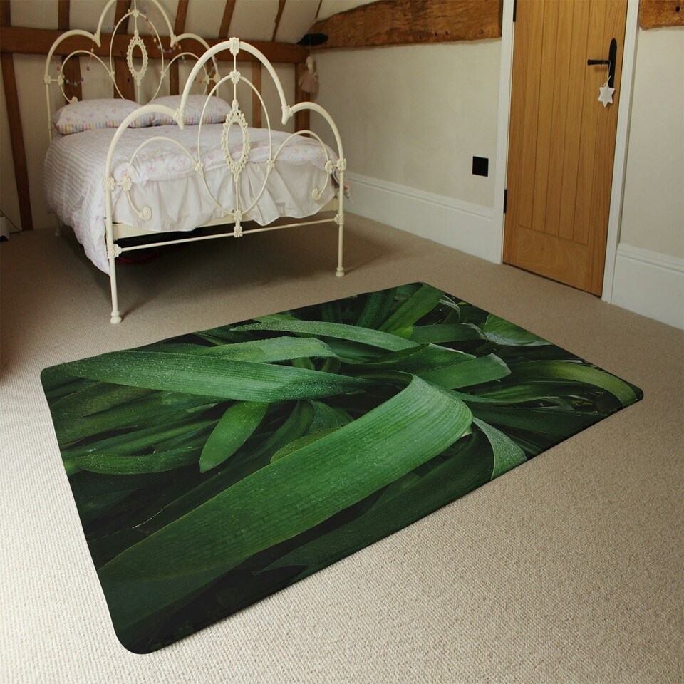 image 1 of Tropical leaves closeup, Greenhouse, Atmospheric background, Selective focus (Rug) Green | XL