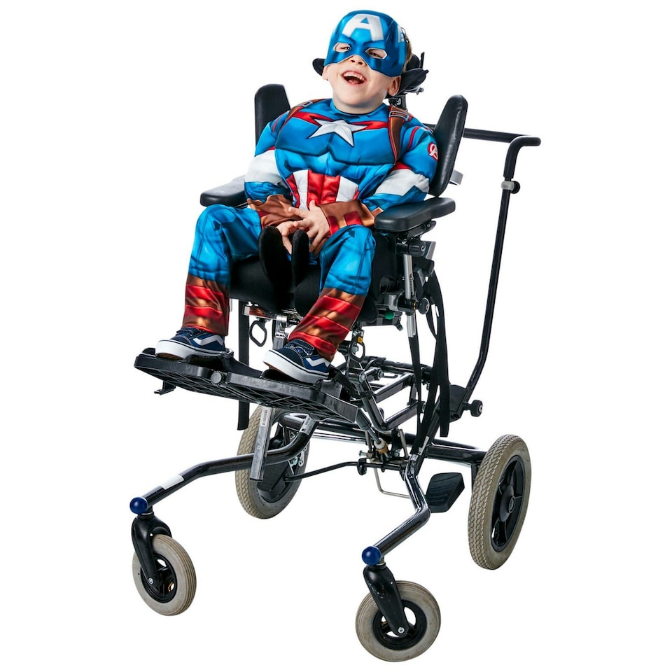 image 1 of Captain America Childrens/Kids Adaptive Costume - Blue/Red/White - S S