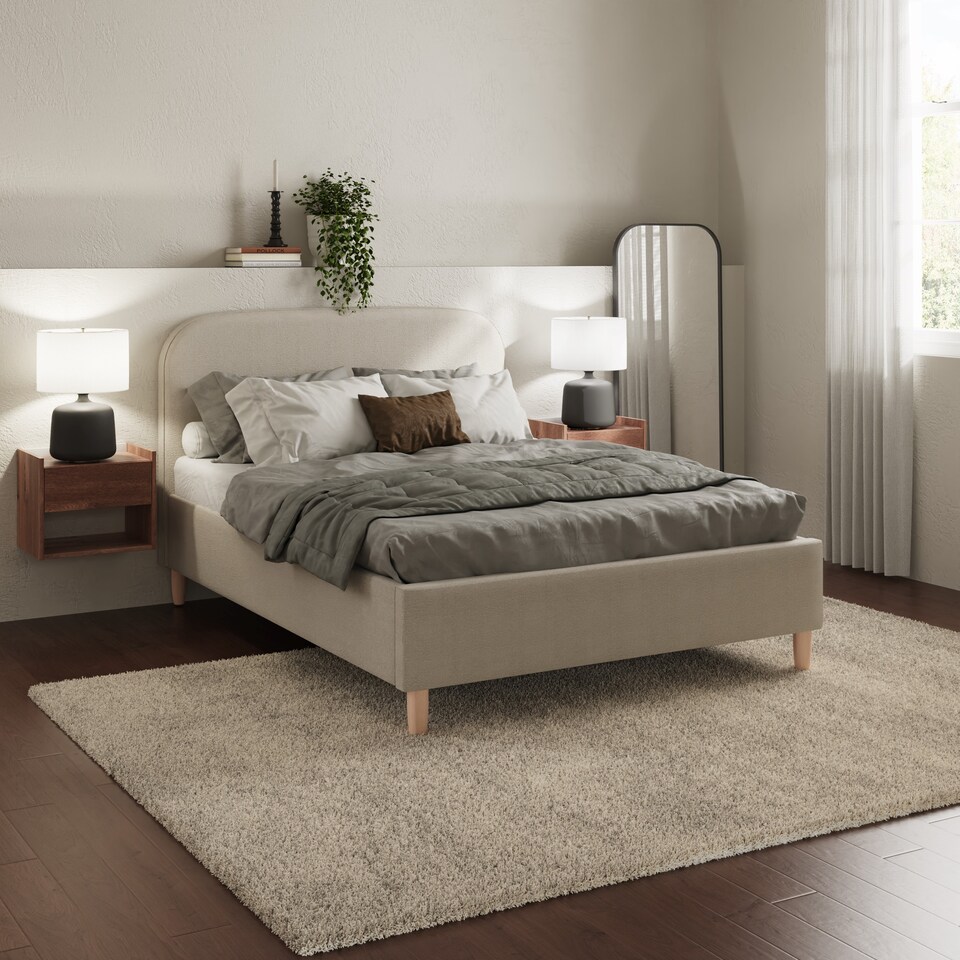 image 1 of Florence Boucle Ottoman Storage Bed King Natural Stone | Grey | Natural Stone