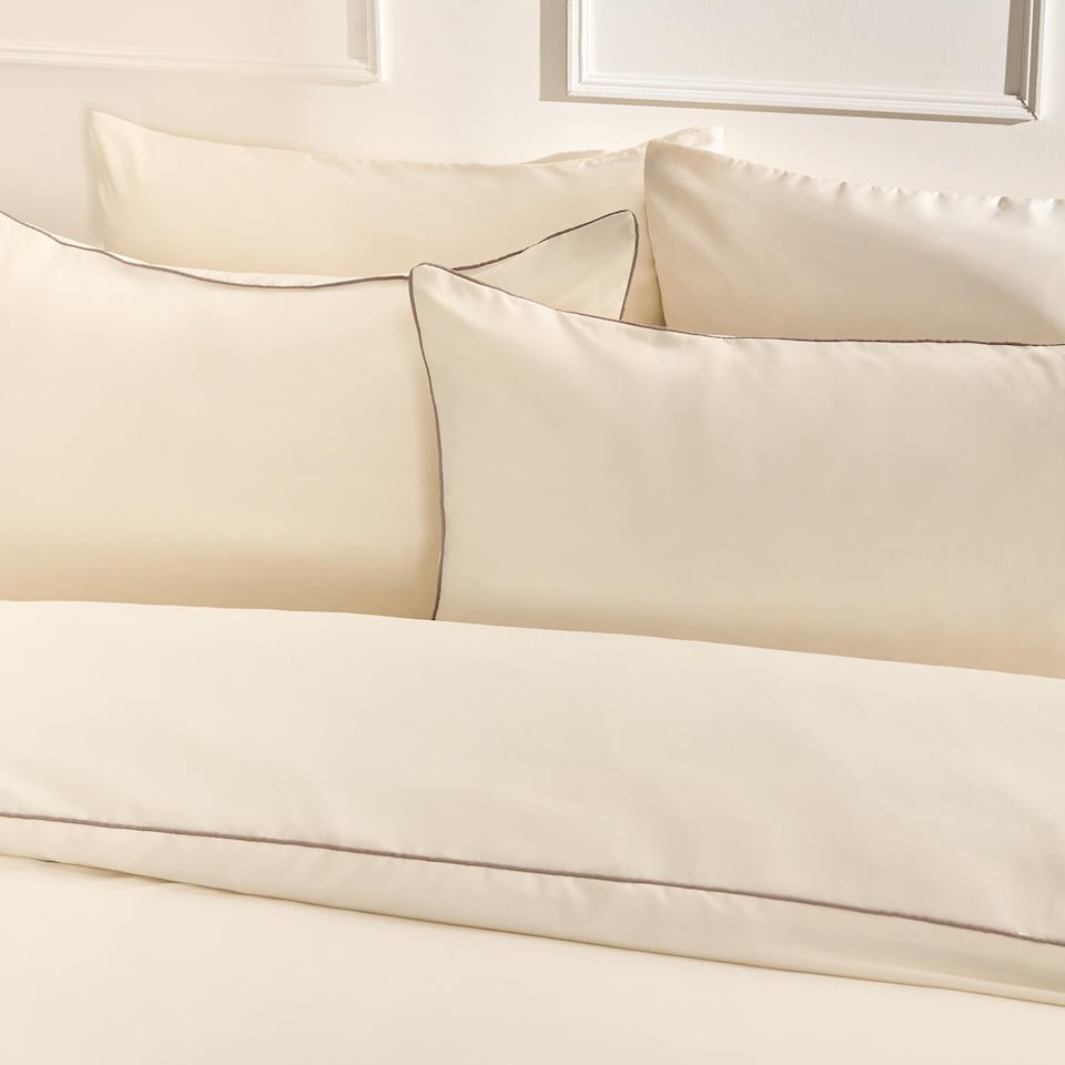 image 1 of OHS Piped Edge Bedding Set Soft Duvet Cover with Pillowcase | Cream | Natural/Ivory | King