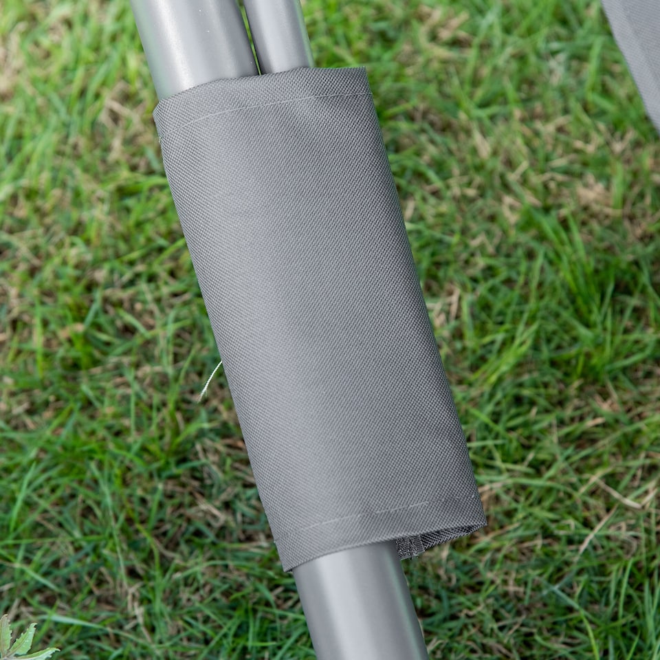 image 1 of Outsunny Double Sun Lounger with Adjustable Detachable Canopy, Portable Garden Daybed for 2 with Wheels, Outdoor Sunbed Hammock with 2 Pillows, 220 KG Max. Load, Grey