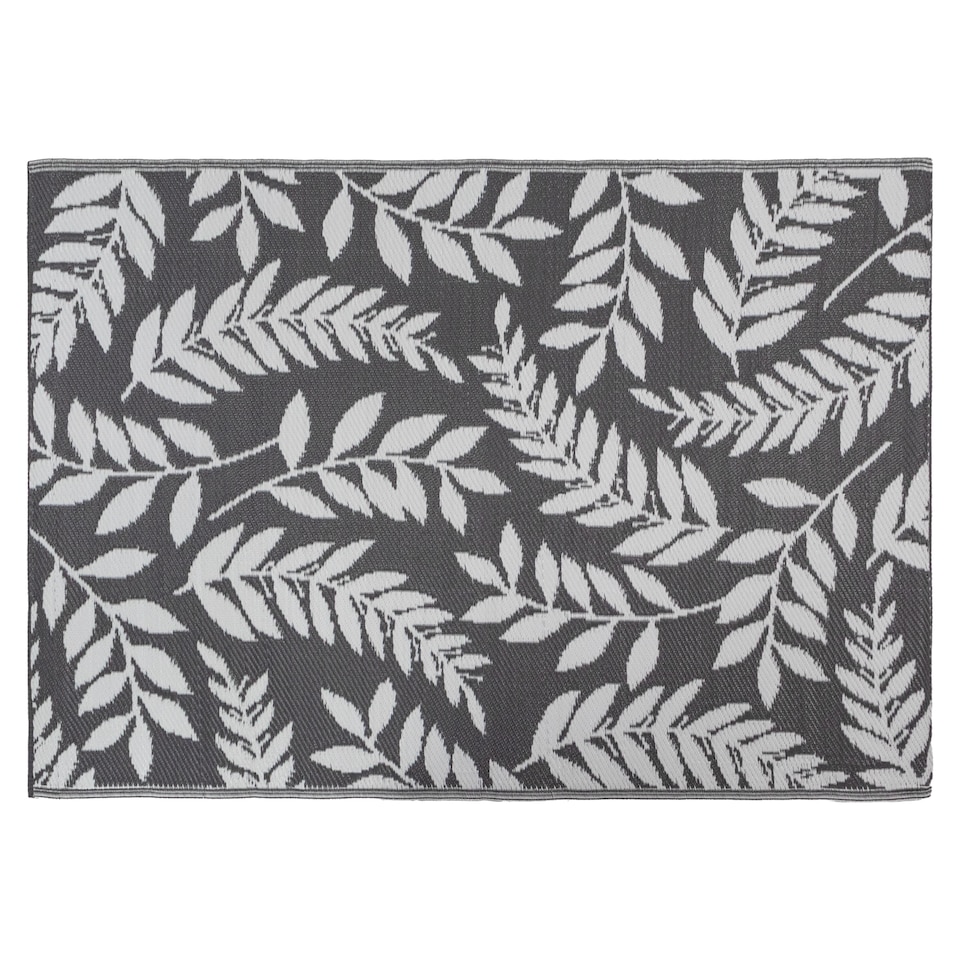 image 1 of JVL Lightweight Reversible Outdoor Rug – Small Leaf Pattern, Plastic Woven, 120 x 170 cm