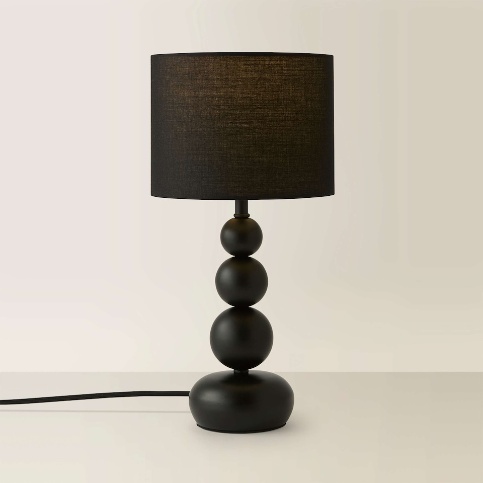 image 1 of ValueLights Marissa Black Stacked Ball Table Lamp Light
