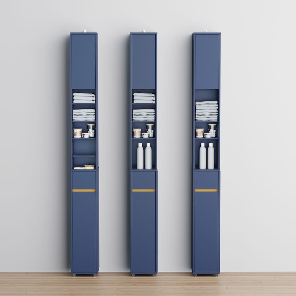 image 1 of SoBuy BZR34-II-B,Tall Bathroom Storage Cabinet with 4 Adjustable Shelves and 1 Drawer | Blue | Blue | 1