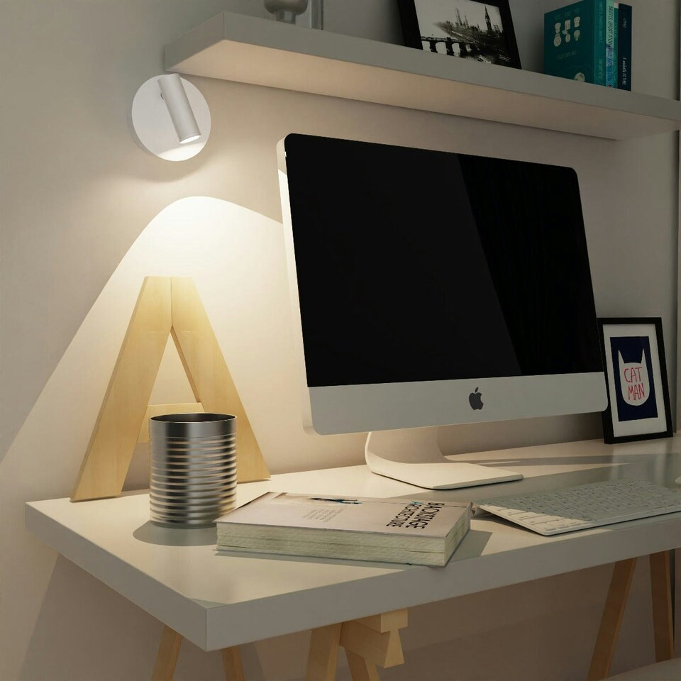 image 1 of CGC SCARLET White Adjustable Head LED Rechargeable Magnetic USB Reading Bedside Wall Light White