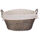image 2 of Small Wicker Wash Basket with White Lining | Grey | Grey