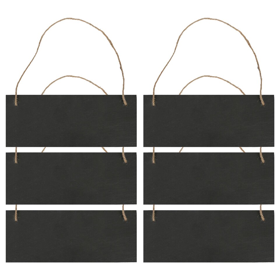 image 1 of Nicola Spring Rectangle Slate Memo Boards with Rope - 25cm x 10cm - Black - Pack of 6