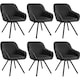 image 1 of Lounge Armchair Living Room Accent Chair 360 Swivel Slim Steel Legs Velvet Fabric | Black | black | 6