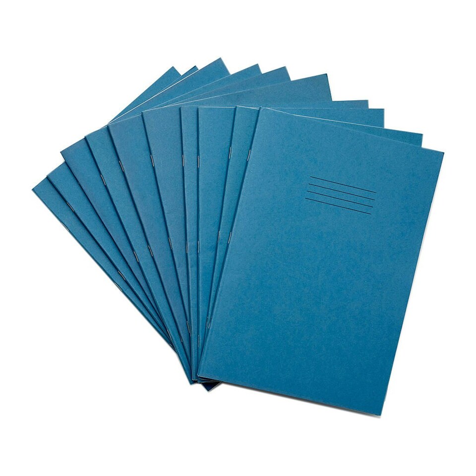 image 1 of Pack of 10 Rhino A4 48 Page Light Blue with Cream Tinted Paper 10mm Squared Exercise Books