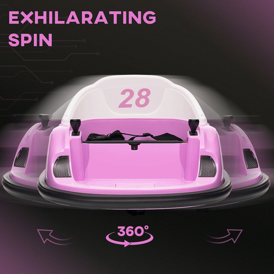 image 1 of AIYAPLAY 360° Rotation 12V Kids Bumper Car w/ Remote Control, Pink