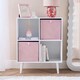 image 1 of OHS 2 Pack Folding Storage Cubes Soft Matte Velvet Collapsible Home Modern Storage Organiser Space Saving Square Ottoman Boxes Pink | Blush Pink