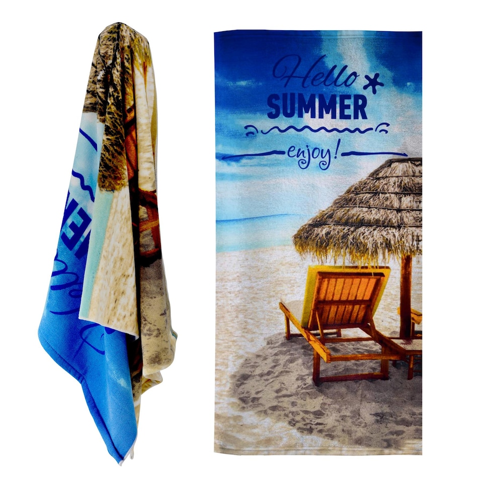 GEEZY Microfibre Beach Towel Hello Summer Design Large 70x140cm