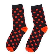 Men's Red Love Heart Print Socks Red | One Size