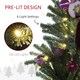 image 4 of HOMCOM 5ft Artificial Prelit Christmas Tree with Warm White LED Lights and 486 Tips, Metal Stand, Xmas Tree with Purple Ornaments for Home Office Holiday