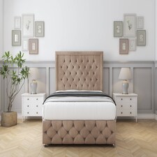 Sloomy Vienna Mink Naples Divan Bed With Mattress 2 Drawers Footend With 54" Floor Standing Headboard & 12" Matching Footboard 6' Super King | Brown | Mink | Super King | 1