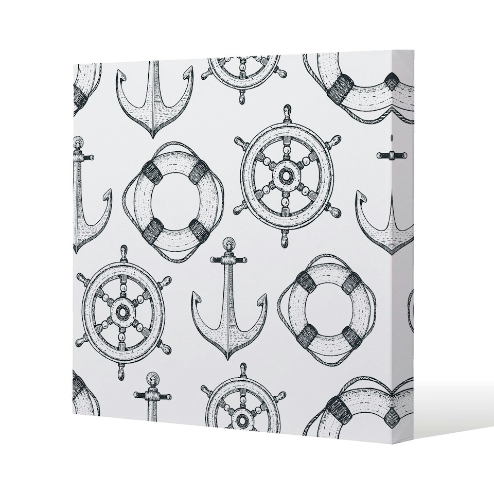 image 1 of Anchor & Wheel (Canvas Print) 90 x 90 x 4cm