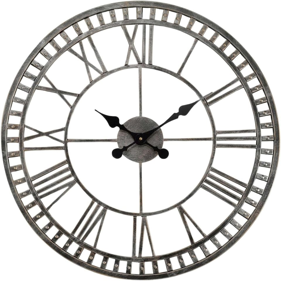 image 1 of Marco Paul 60cm Open Faced Roman Numerals Clock Silver