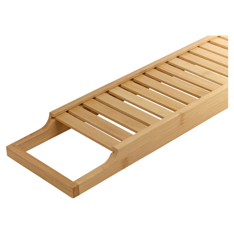 image 1 of Bamboo Bath Tub Caddy Tray Wooden Rack Shelf Organiser
