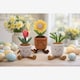 image 2 of Gisela Graham Easter Set of 3 Plush Flower Pot Shelf Sitters - Tulip, Daisy, Sunflower
